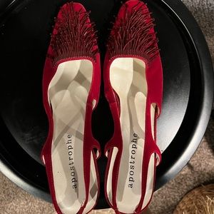 Apostrophe Red Velour Sequin Heels - 9.5